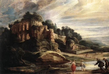 Landschaft mit den Ruinen des Palatin in Rom